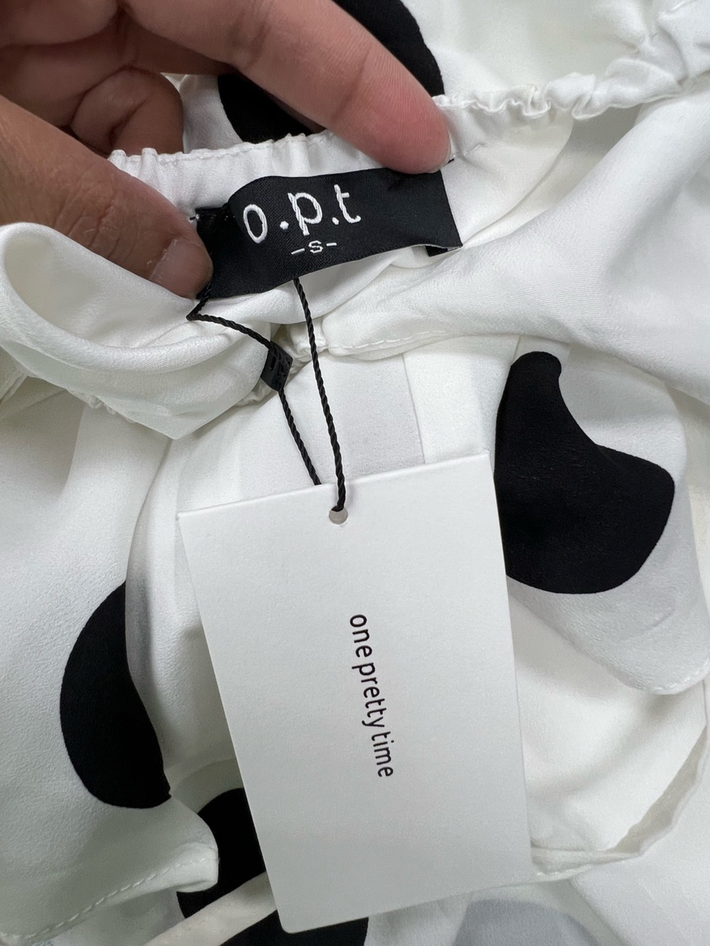 O.P.T. Polka Dot Tiered Midi Dress White Black Size S NWT - Picture 8 of 11